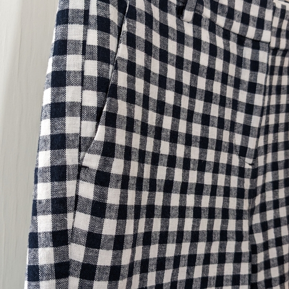 J. Crew Petite Navy Gingham Checked Cropped Pants, Size 6P - Picture 2 of 8